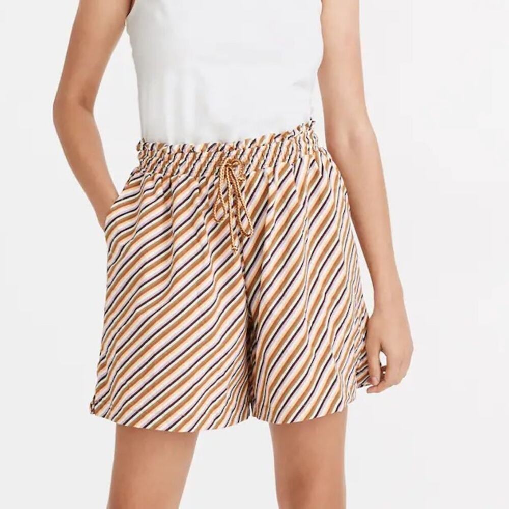 Madewell Second Wave Board Shorts High Rise Diagonal Stripe Pattern Size Small